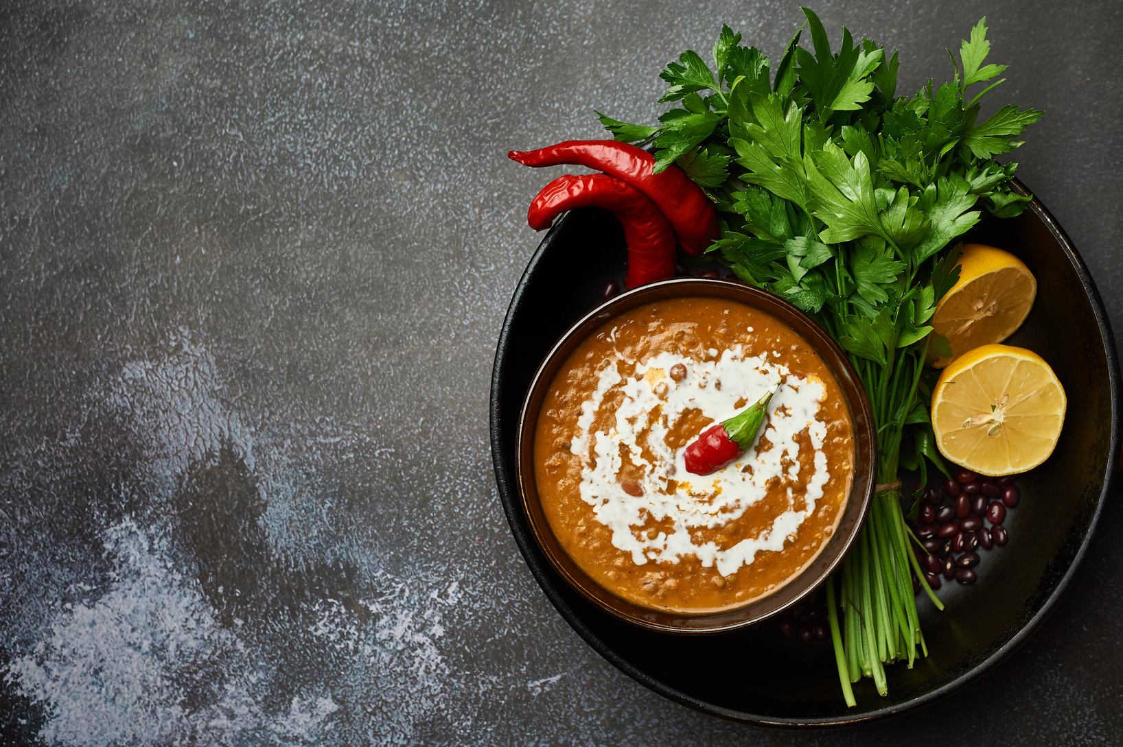 Dal Makhani at dark background